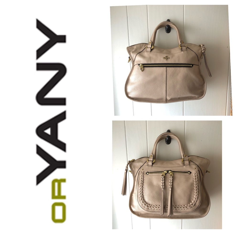 * orYANY Peach Beige Pebble Leather Sara Satchel